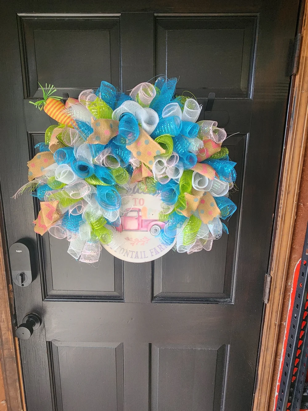 Colorful Spring Mesh Wreath with Pastel Accents
